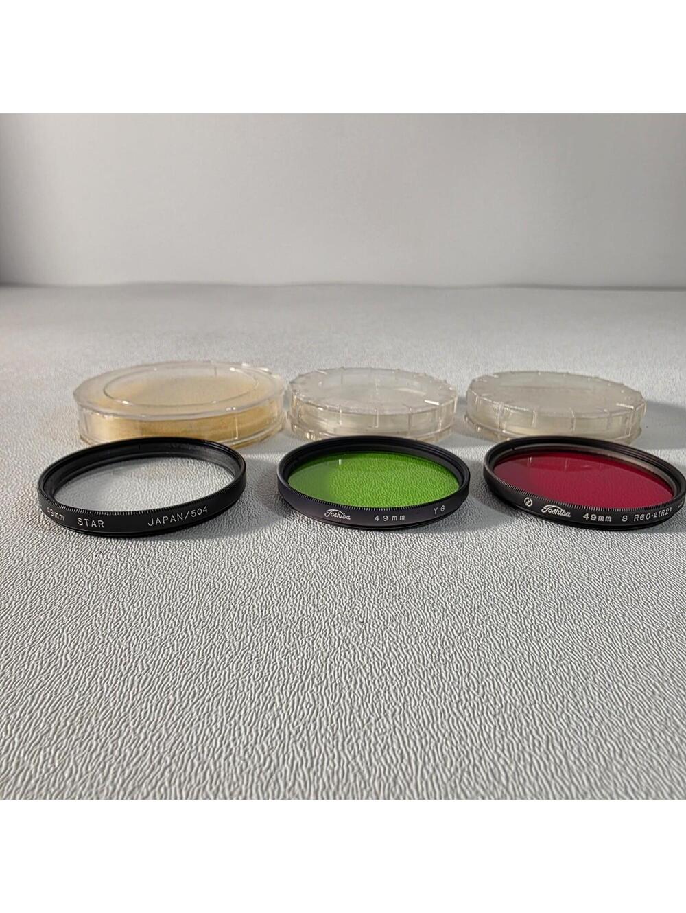 Vintage Camera Filter LOT 3x. 49mm. Prinz Star, (YG) , R2 Red Toshiba Pentax